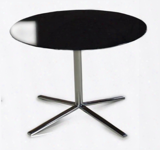 Vgdvt48a-blk Versus 23" Round E Nd Table With Wide Stainless Steel Base And High Gloss Table Top In