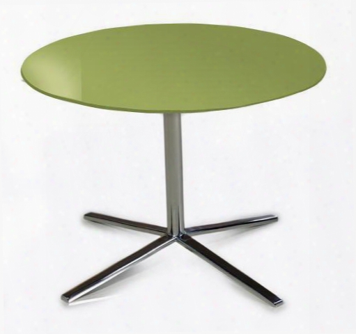 Vgdvt48a-grn Versus 23" Round End Table With Wide Stainless Steel Base And High Gloss Table Top In