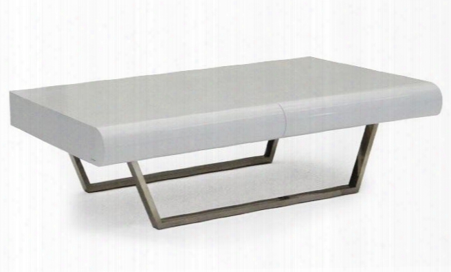 Vgun8922 A&x 51" Wide Rectangular Coffee Table With 2 Storage Drawers And Chrome Plated Legs In White