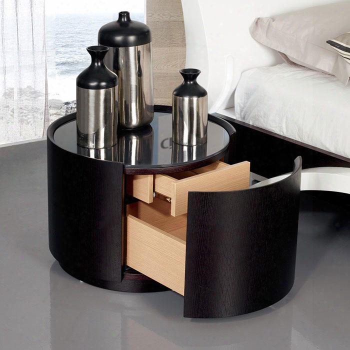 Vgwcorca-ns Orca Collection Round Glass Top Nightstand: