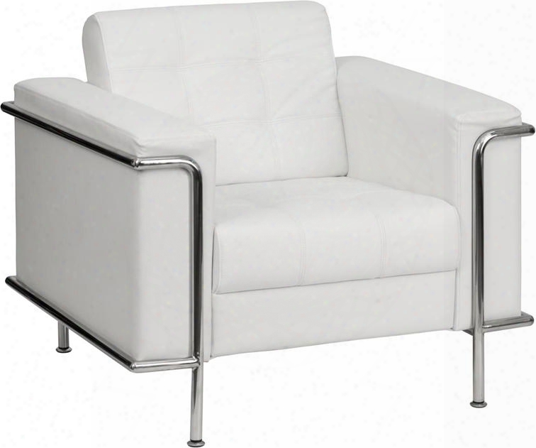 Zb-lesley-8090-chair-wh-gg Hercules Lesley Series Contemporary White Leather Chair With Encasing