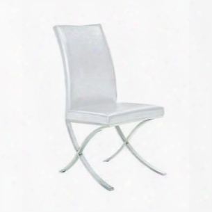 21202-60-2wh Emma Set Of Two Dining Chairs In White Leatherette With Polished Stainless Steel