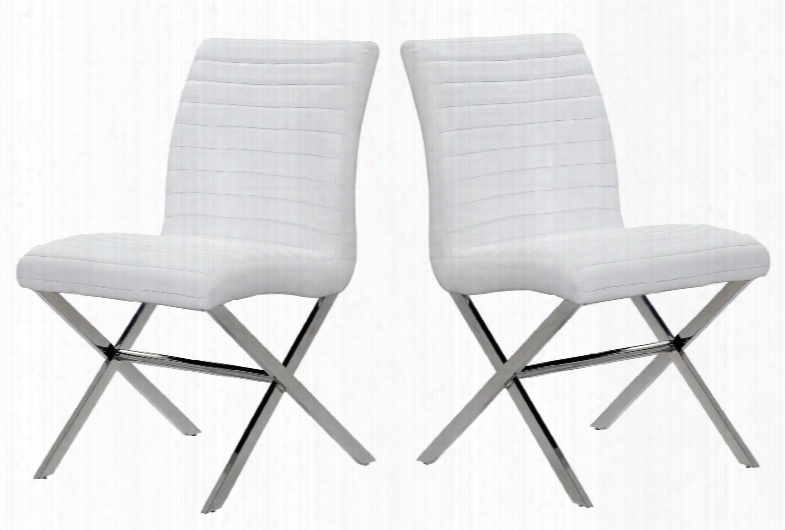 21204-60-2wh 22x22x36 Sasha Set Of Two Dining Chairs In White Leatherette With Polished Stainless Steel