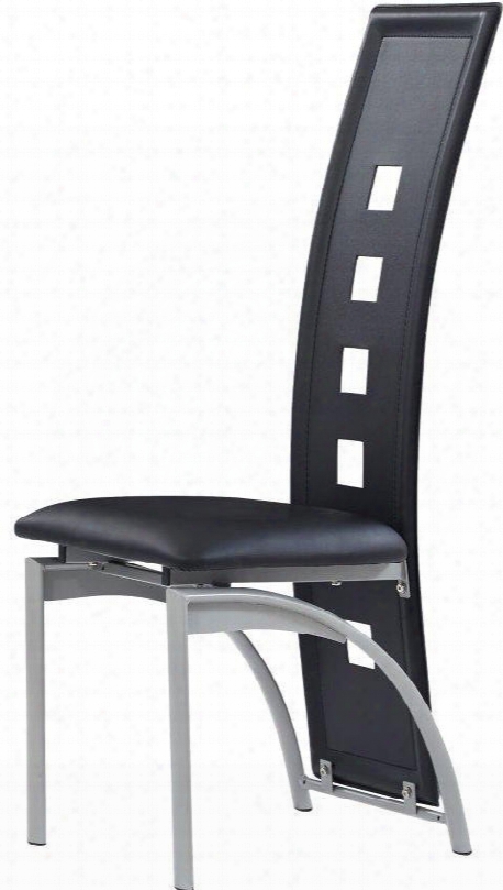 D1058dc Dining Chair With Silver Legs Elongated Curved Back Plush Seat In