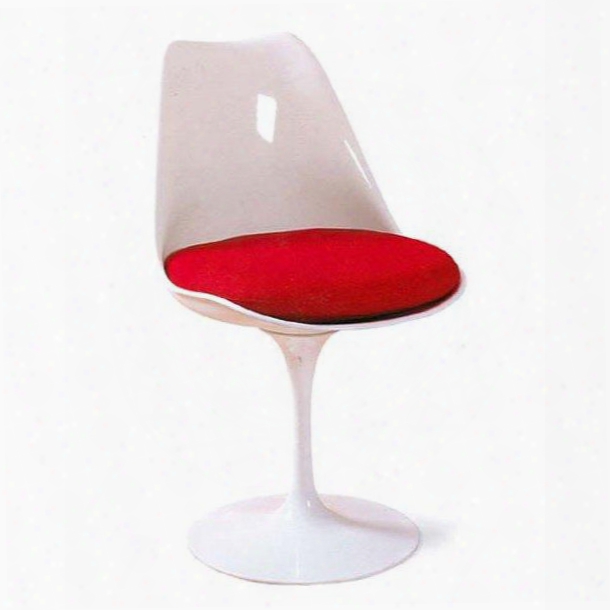 Fmi1139-white/red Flower Swivel Side Chair With Sueded