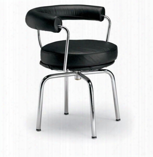 Fmi9265-black Lc7 Swivel Armchair In Black Leather