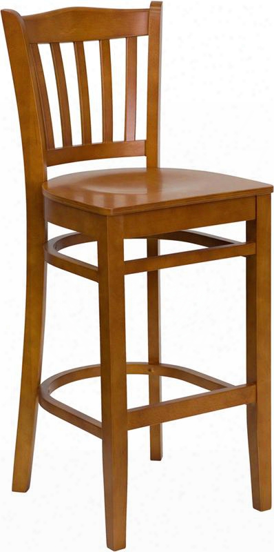 Hercules Collection Xu-dgw0008barvrt-chy-gg 43.75" Bar Stool With .625" Thick Beechwood Seat Plastic Floor Glides And Solid European Beech Hardwood