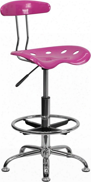 Lf-215-candyheart-gg 32.5" - 41" Drafting Stool With Pneumatic Seat Height Adjustment Swivel Seat Molded Tractor Seat Chrome Foot Ring And High Density