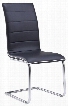 D490DC-BL Cushioned Armless Dining Chair and Chrome Legs in Black with White