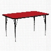 XU-A2460-REC-RED-H-A-GG 24'W x 60'L Rectangular Activity Table with 1.25' Thick High Pressure Red Laminate Top and Standard Height Adjustable