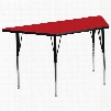 XU-A3060-TRAP-RED-H-A-GG 30'W x 60'L Trapezoid Activity Table with 1.25' Thick High Pressure Red Laminate Top and Standard Height Adjustable