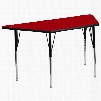 XU-A3060-TRAP-RED-T-A-GG 30'W x 60'L Trapezoid Activity Table with Red Thermal Fused Laminate Top and Standard Height Adjustable