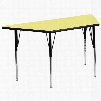 XU-A3060-TRAP-YEL-T-A-GG 30'W x 60'L Trapezoid Activity Table with Yellow Thermal Fused Laminate Top and Standard Height Adjustable