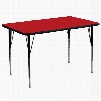 XU-A3672-REC-RED-H-A-GG 36'W x 72'L Rectangular Activity Table with 1.25' Thick High Pressure Red Laminate Top and Standard Height Adjustable