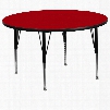 XU-A60-RND-RED-T-P-GG 60' Round Activity Table with Red Thermal Fused Laminate Top and Height Adjustable Pre-School