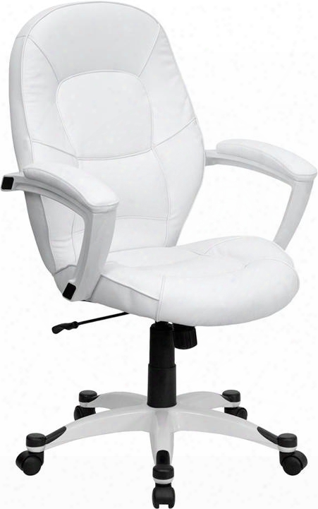 Qd-5058m-white-gg Mid-back White Leather Executive Office