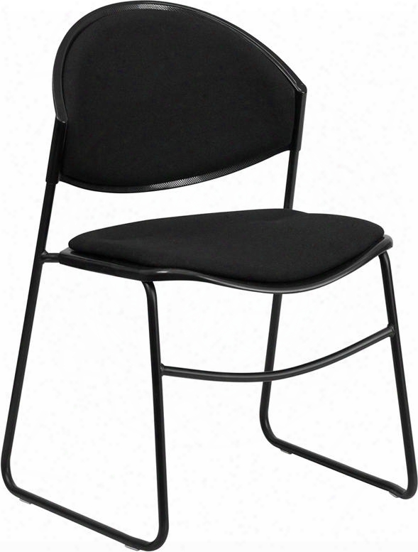 Rut-ca02-01-bk-pad-gg Hercules Series 550 Lb. Capacity Black Padded Stack Chair With Black Powder Coated Frame