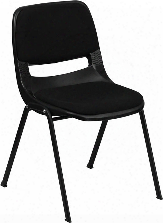 Rut-eo1-01-pad-gg Hercules Series 880 Lb. Capacity Black Ergonomic Shell Stack Chair With Padded Seat And