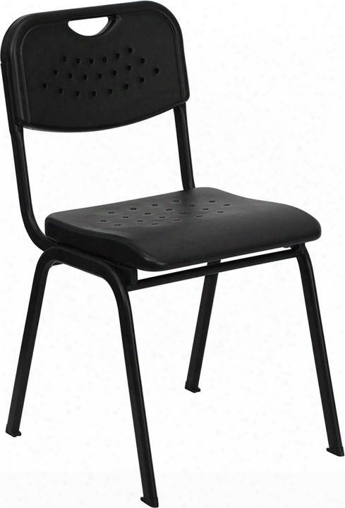 Rut-gk01-bk-gg Hercules Series 880 Lb. Capacity Black Plastic Stack Chair With Black Powder Coated