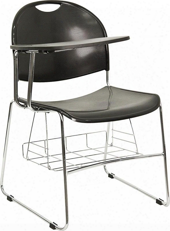 Rut-nc188-03c-04a-r T-gg Black High Density Right Facing Flip-up Tablet Arm Chair Wth Chrome