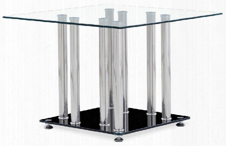 T368e Square Clear Glass End Table Metal Legs Drak Glass