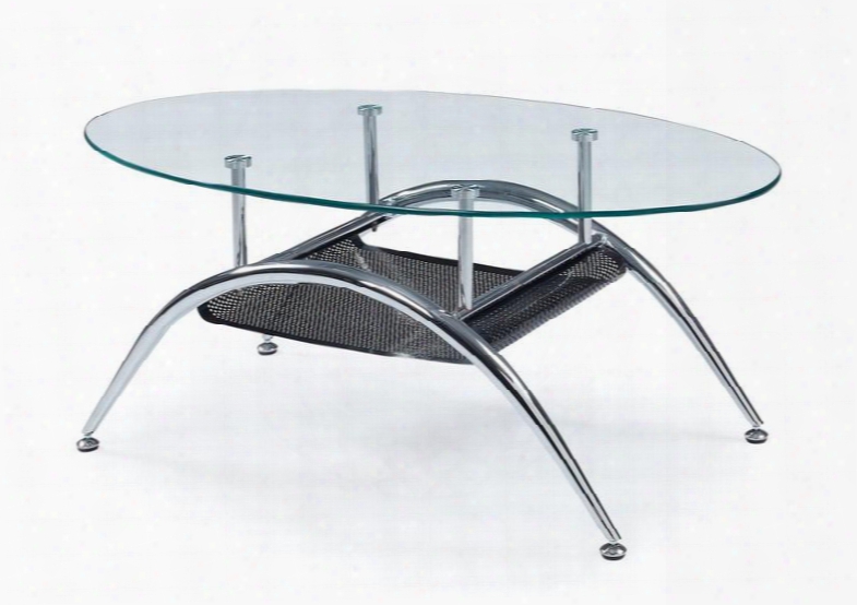Ta95 Glass Top Coffee Table Oval Shape Metal Frame And