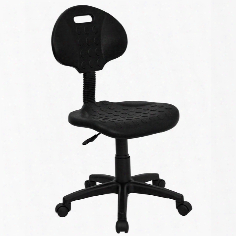 Tuff Butt Collection Wl-908g-gg 33.25" - 38" Task Chair With Swivel Seat Stain Resistant Pneumatic Seat Height Adjustment Polyurethane Material In Black