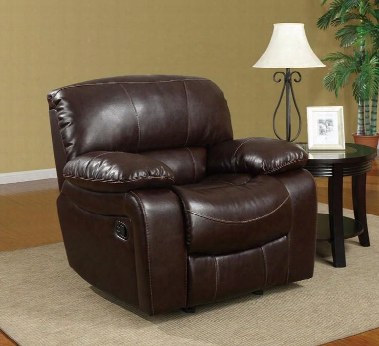 U8122-burgundy 950-r Glider Recliner Bonded Leather Upholstery Plush Seats/back/arms With Reclining Mechanism In