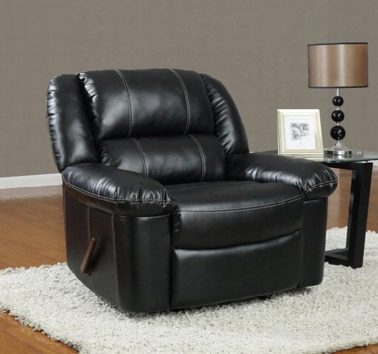 U996-black-r Bonded Leather Rocker Recliner Plush Seats/back/arms In