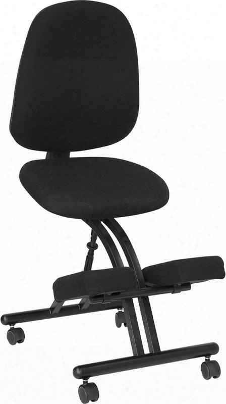 Wl-1428-gg 43" - 50" Kneeling Posture Chair Upon Height Adjustable Frame Depth Adjustable Back Powder Coated Steel Form And Fabric Upholstery In Black