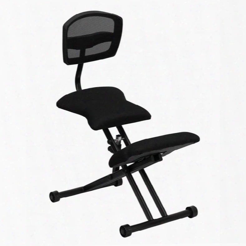 Wl-3440-gg Ergonomic Kneeling Chair With Black Mesh Back And Fabric