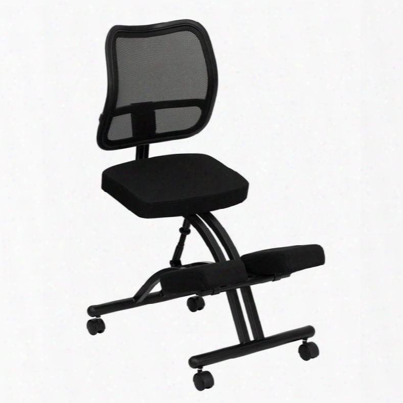 Wl-3520-gg Mobile Ergonomic Kneeling Seat Of Justice With Black Curved Mesh Back And Fabric