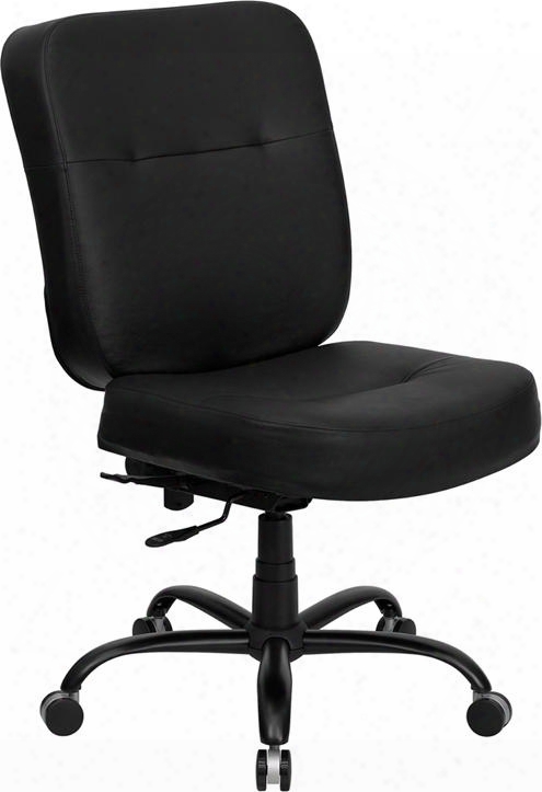 Wl-735syg-bk-lea-gg Hercules Serise 400 Lb. Czpacity Big & Tall Black Lezther Office Chair With Extra Wide