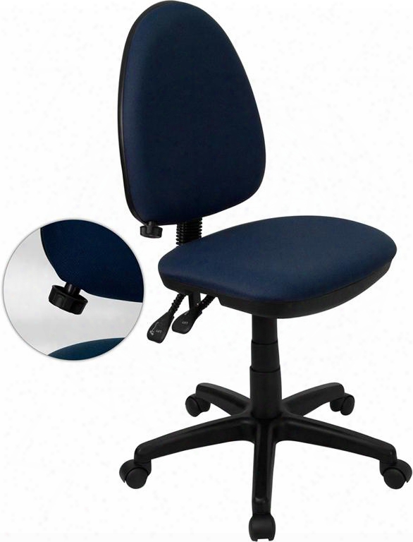 Wl-a654mg-nvy-gg Mid-back Navy Blue Fabric Multi-functional Task Chair With Adjustable Lumbar