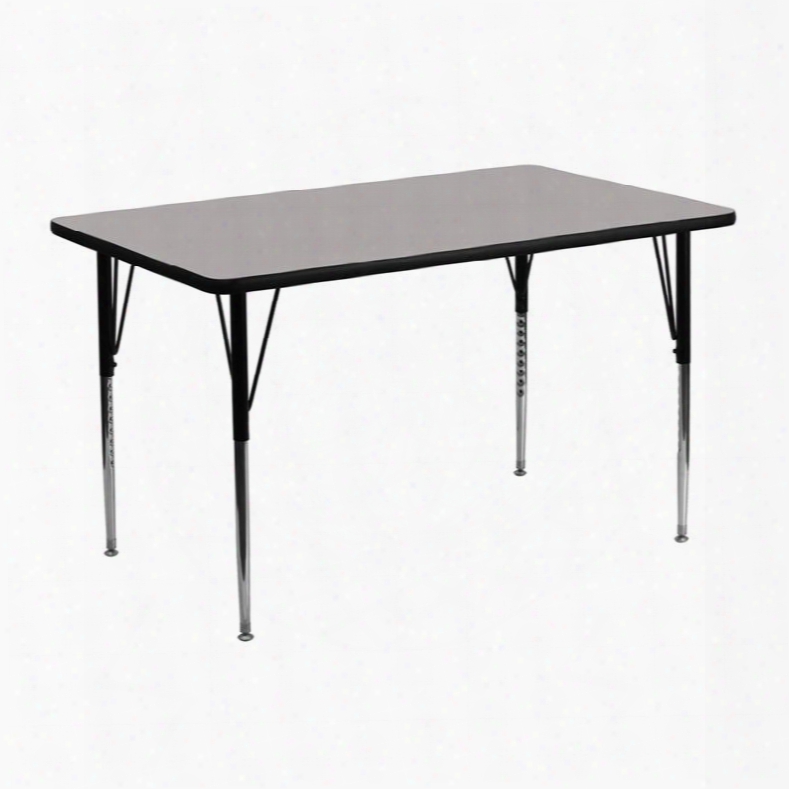 Xu-a2448-rec-gy-h-a-gg 24'w X 48'l Rectangular Activity Table With 1.25' Thick High Pressure Grey Laminate Top And Standard Height Adjustable