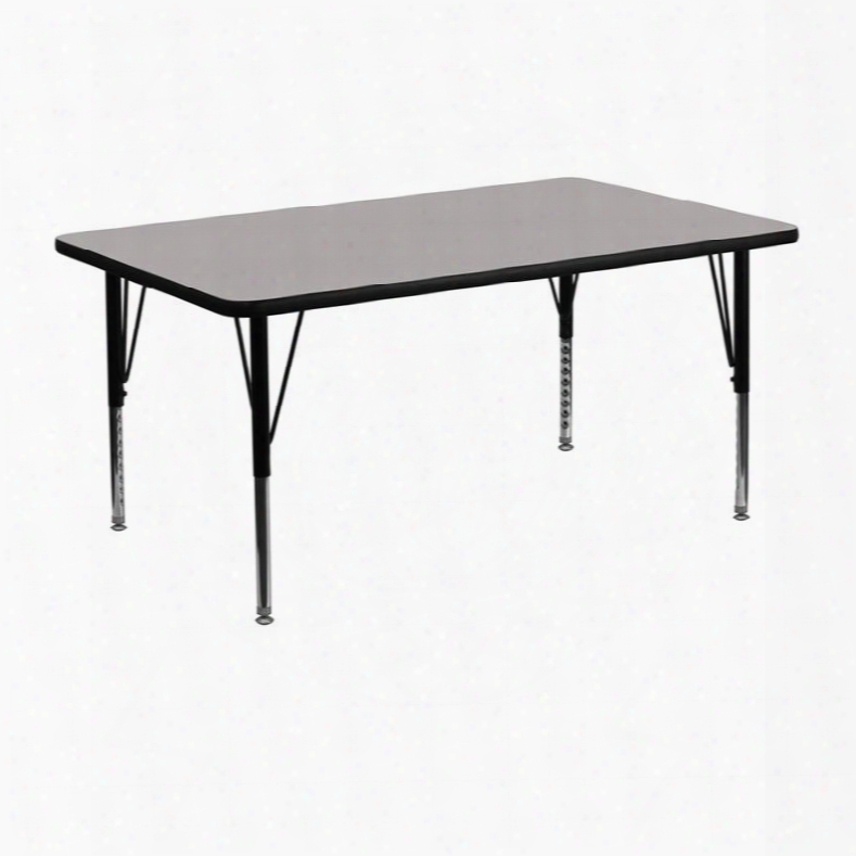 Xu-a2448-rec-gy-h-p-gg 24'w X 48'l Rectangular Activity Table With 1.25' Thick High Pressure Grey Laminate Top And Height Adjustable Pre-school