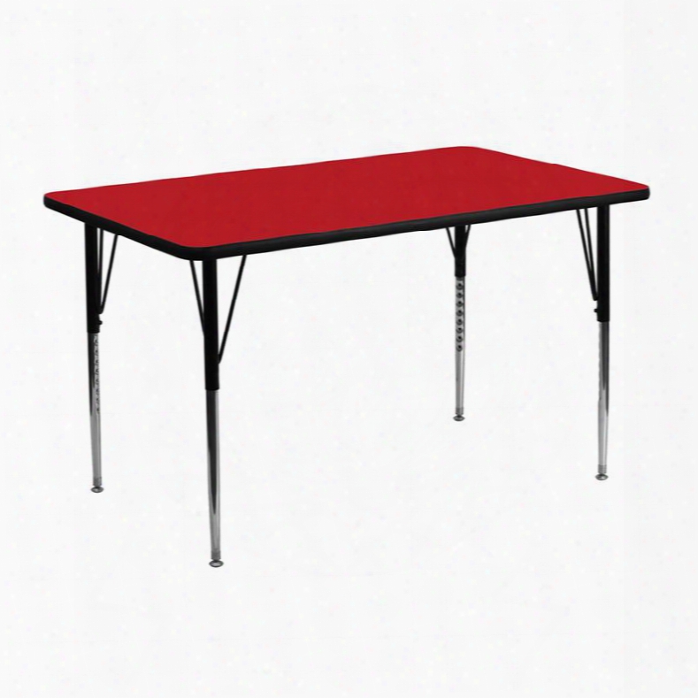Xu-a2448-rec-red-h-a-gg 24'w X 48'l Rectangular Activity Table With 1.25' Thick High Pressure Red Laminate Top And Standard Heght Adjustable