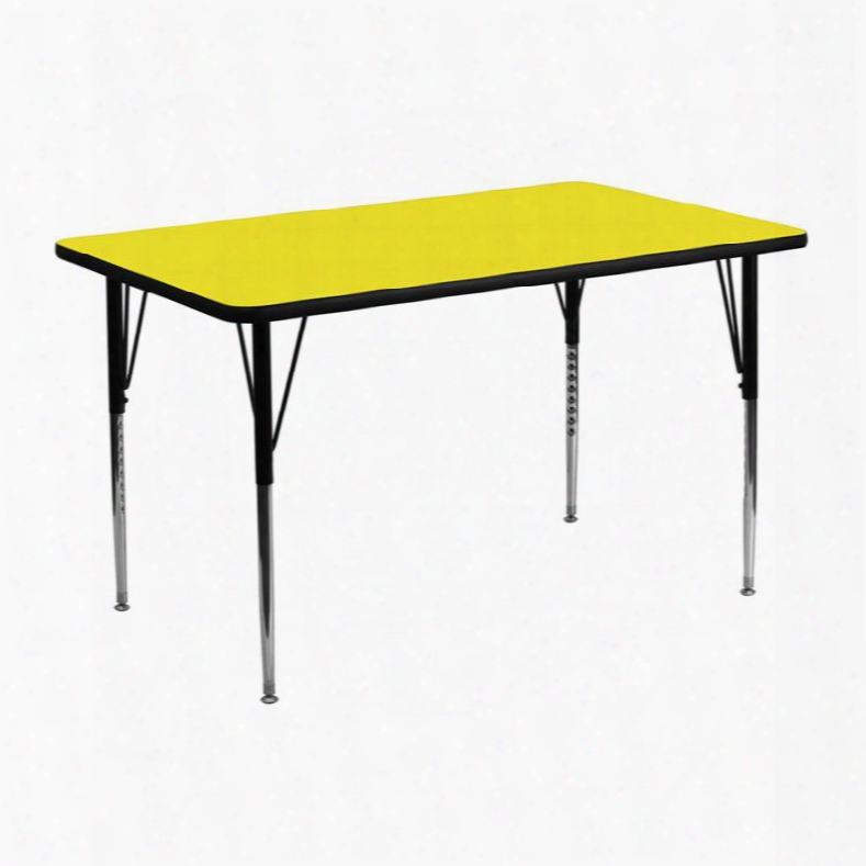 Xu-a2448-rec-yel-h-a-gg 24'w X 48'l Rectangular Activity Table With 1.25' Thick High Pressure Yellow Laminate Top And Standard Height Adjustable