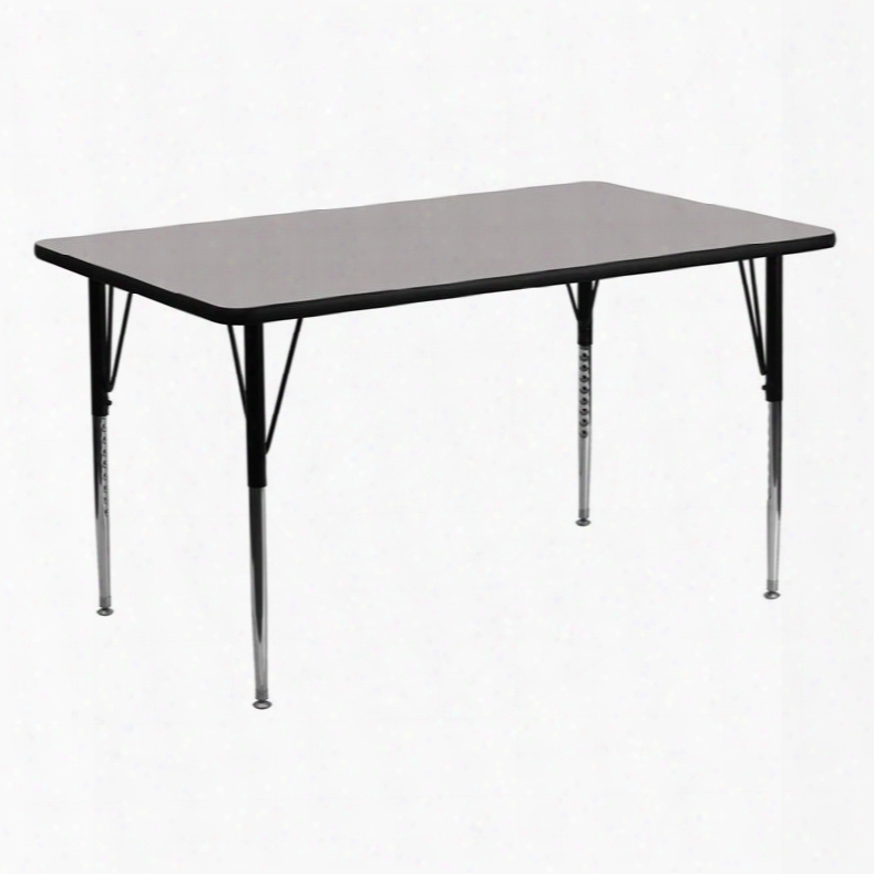 Xu-a2460-rec-gy-h-a-gg 24'w X 60'l Rectangular Activity Table With 1.25' Thick High Pressure Grey Laminate Top And Standard Height Adjustable