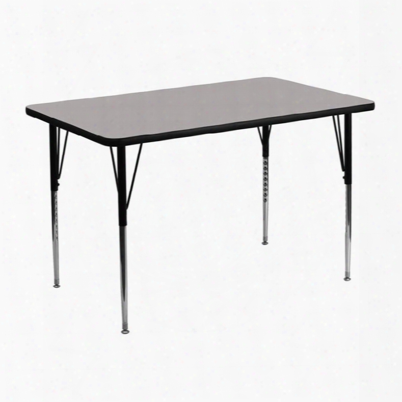 Xu-a3048-rec-gy-h-a-gg 30'w X 48'l Rectangular Activity Table With 1.25' Thick High Pressure Grey Laminate Top And Standard Height Adjustable