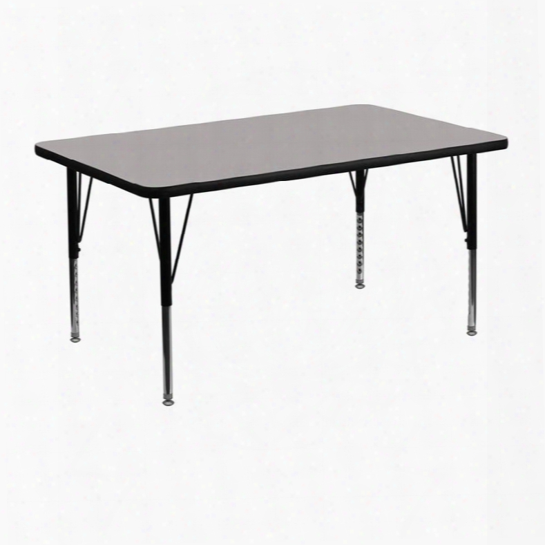 Xu-a3048-rec-gy-h-p-gg 30'w X 48'l Rectangular Activity Table With 1.25' Thick High Pressure Grey Laminate Top And Height Adjustable Pre-school