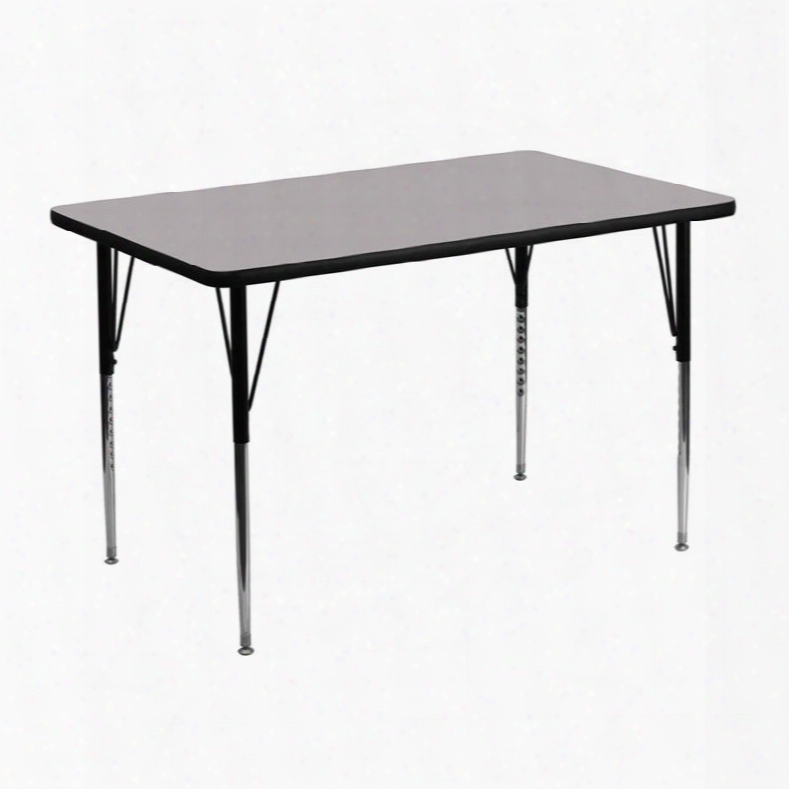 Xu-a3048-rec-gy-t-a-gg 30'w X 48'l Rectangular Activity Table With Grey Thermal Fused Laminate Top  And Standard Height Adjustable