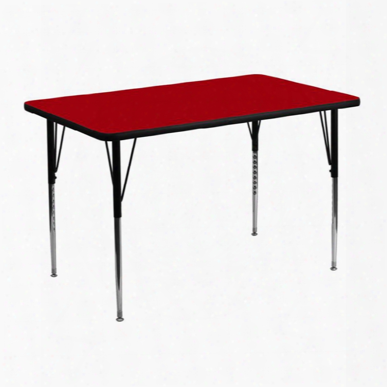 Xu-a3048-rec-red-t-a-gg 30'w X 48'l Rectangular Activity Table With Red Thermal Fused Laminate Toop And Standard Height Adjustable