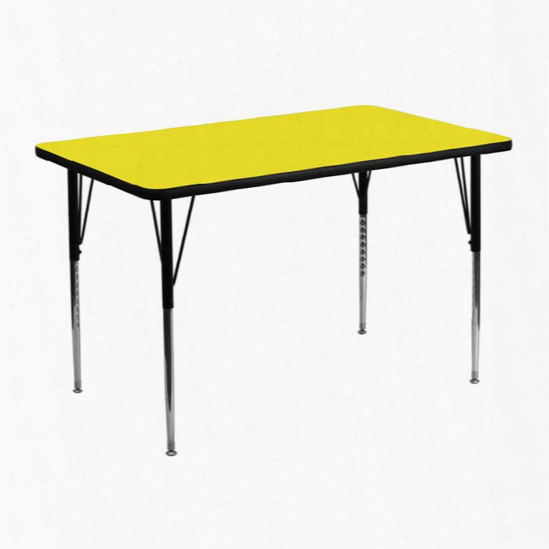 Xu-a3048-rec-yel-h-a-gg 30'w X 48'l Rectangular Activity Table With 1.25' Thick High Pressure Yellow Laminate Top And Standard Height Adjustable