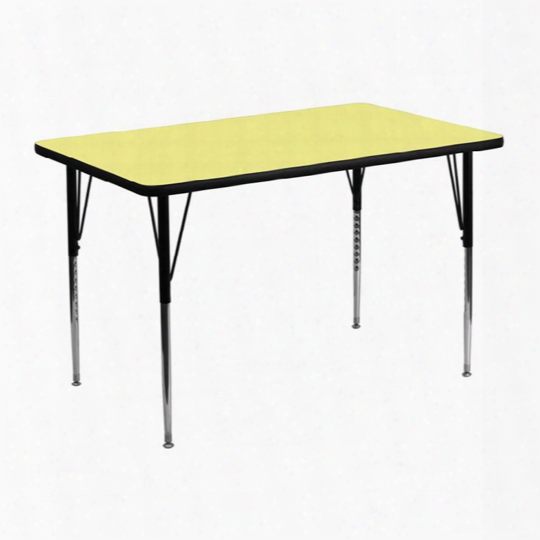 Xu-a3048-rec-yel-t-a-gg 30'w X 48'l Rectangular Activity Table With Yellow Thermal Fused Laminate Top And Standard Height Adjustable