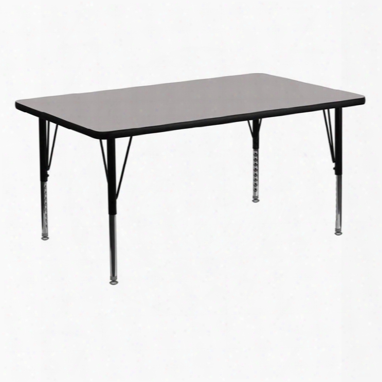 Xu-a3060-rec-gy-h-p-gg 30'w X 60'l Rectangular Enterprise Table With 1.25' Thick High Pressure Grey Laminate Top And Height Adjustable Pre-school