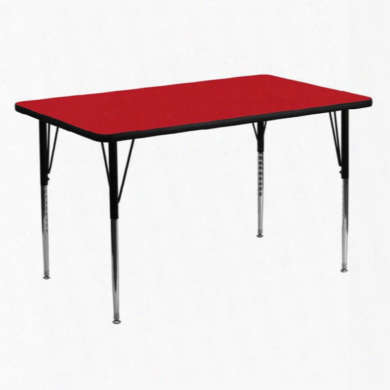 Xu-a3060-re-cred-h-a-gg 30'w X 60'l Rectangular Activity Table With 1.25' Thick High Pressure Red Laminate Top And Standard Height Adjustable