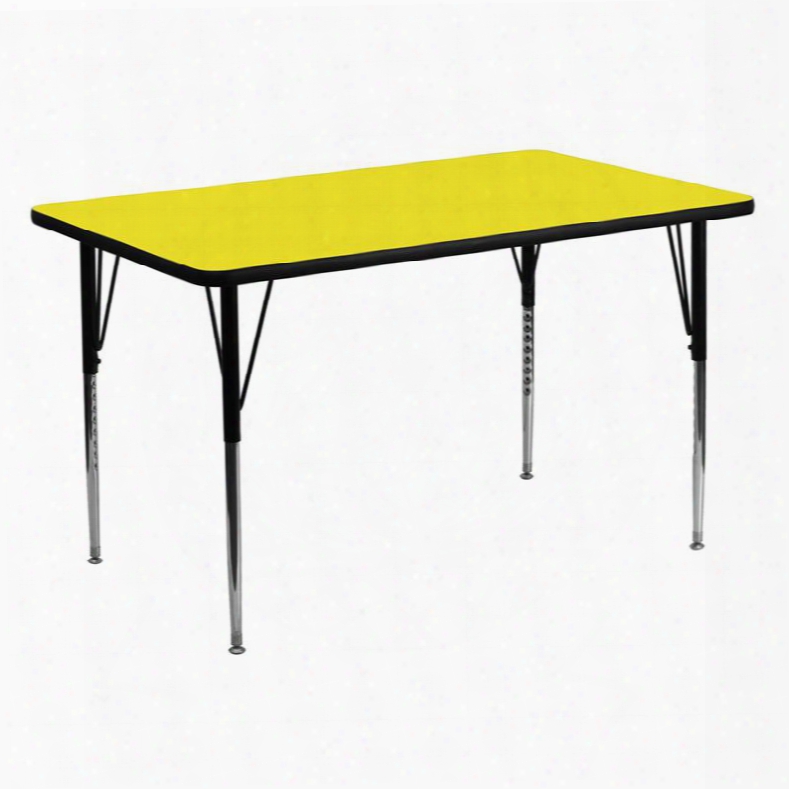 Xu-a3060-rec-yel-h-a-gg 30'w X 60'l Rectangular Activity Table Upon 1.25' Thick High Pressure Yellow Laminate Top Ad Standard Height Adjustable