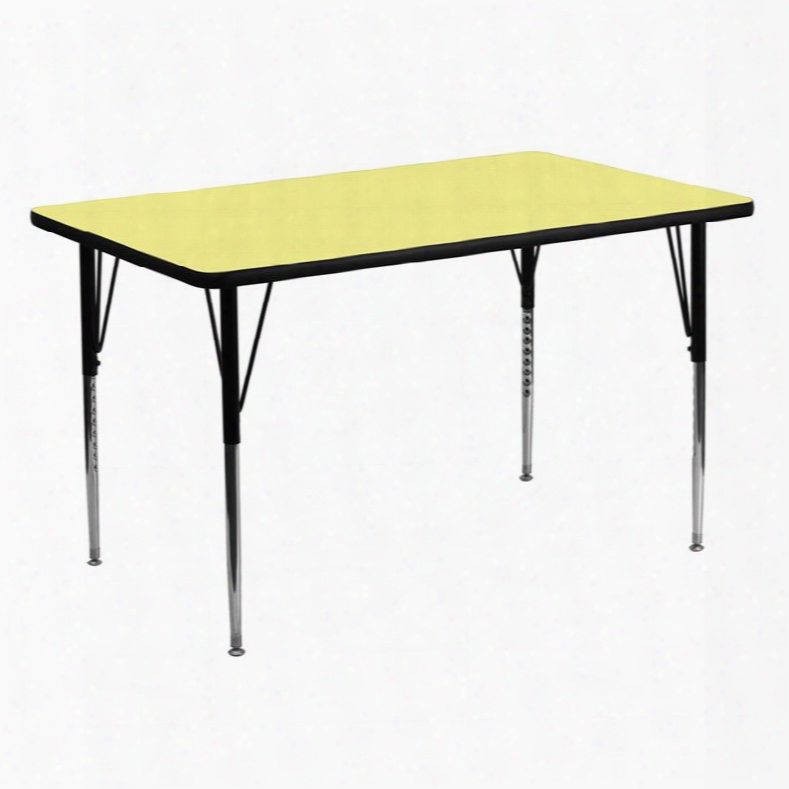 Xu-a3060-rec-yel-t-a-gg 30'w X 60'l Rectangular Activity Table With Yellow Thermal Fused Laminate Top And Standard Elevation Adjustable