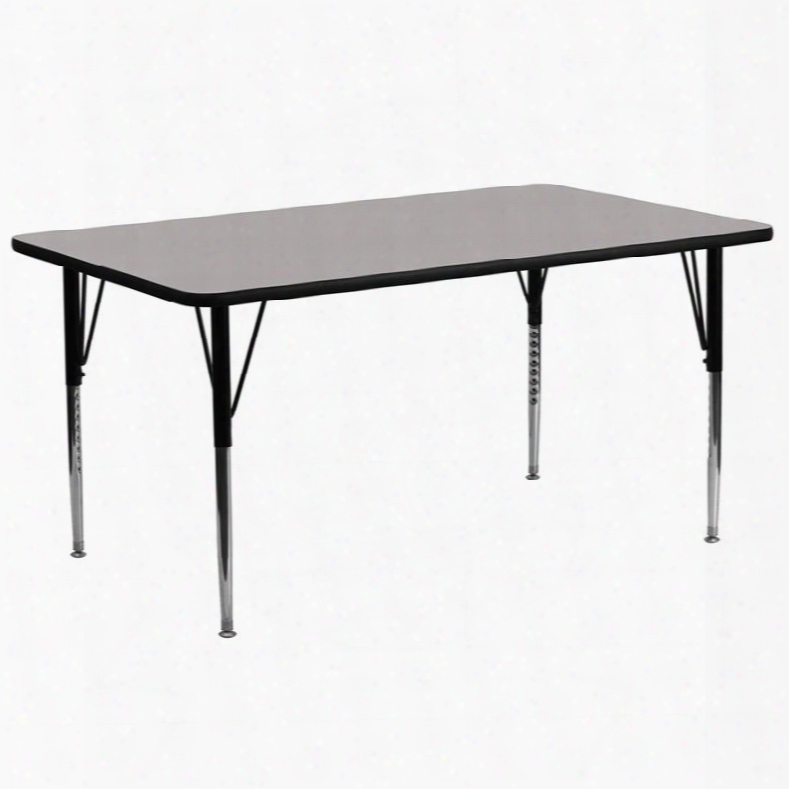 Xu-a3072-rec-gy-h-a-gg30'w X 72'l Rectangular Activity Table With 1.25' Thick High Pressure Grey Laminate Top And Standard Height Adjustable